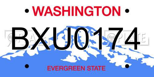 BXU0174 Washington License Plate