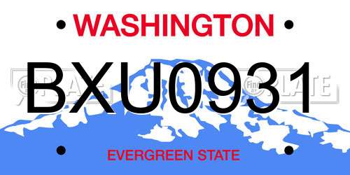 BXU0931 Washington License Plate