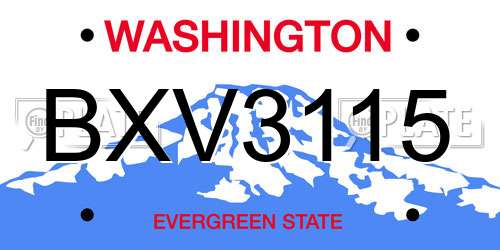 BXV3115 Washington License Plate