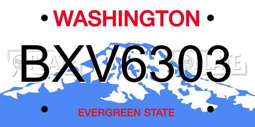BXV6303 Washington License Plate