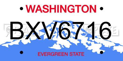 BXV6716 Washington License Plate