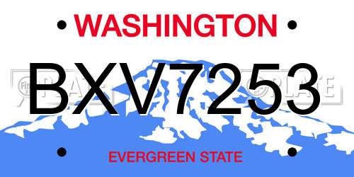 BXV7253 Washington License Plate