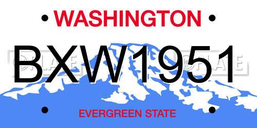 BXW1951 Washington License Plate
