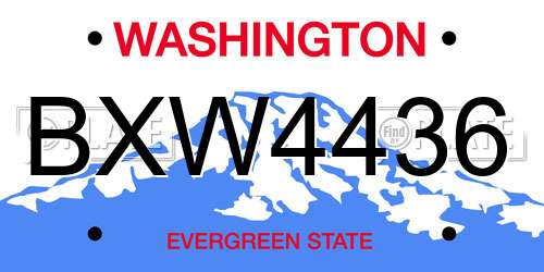 BXW4436 Washington License Plate