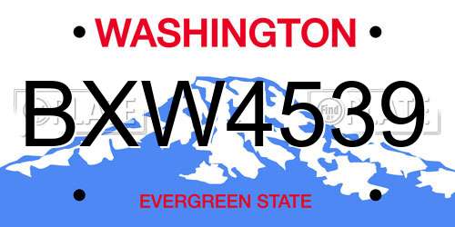 BXW4539 Washington License Plate