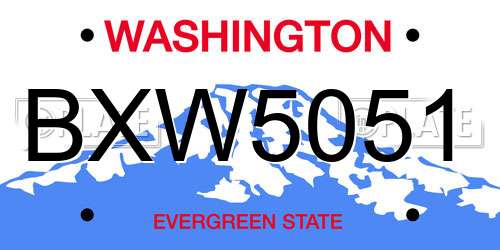 BXW5051 Washington License Plate