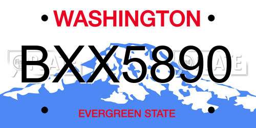 BXX5890 Washington License Plate