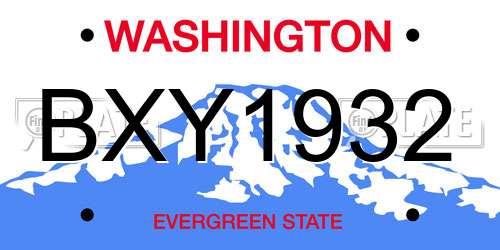 BXY1932 Washington License Plate