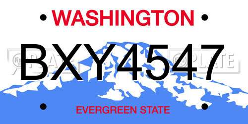 BXY4547 Washington License Plate