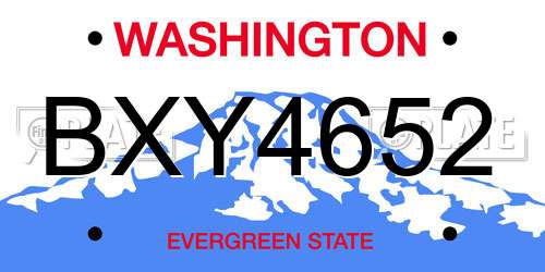 BXY4652 Washington License Plate