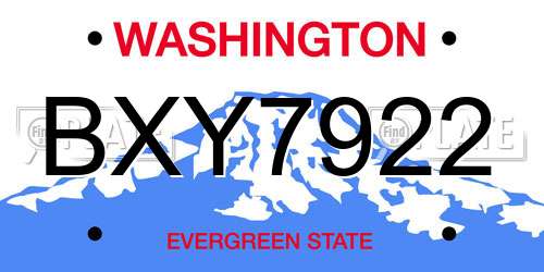 BXY7922 Washington License Plate