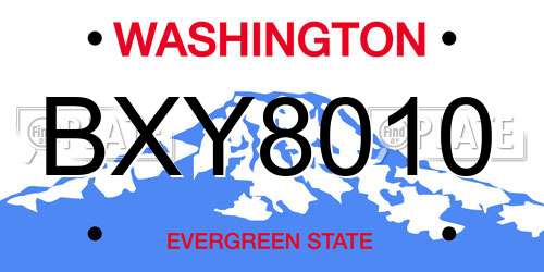 BXY8010 Washington License Plate