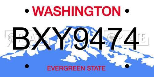 BXY9474 Washington License Plate