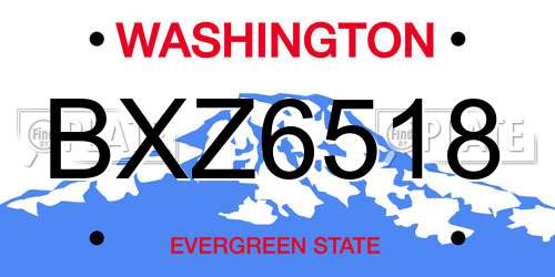 BXZ6518 Washington License Plate