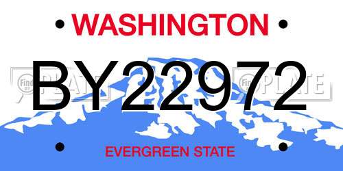 BY22972 Washington License Plate