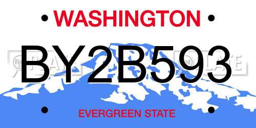 BY2B593 Washington License Plate