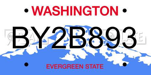 BY2B893 Washington License Plate