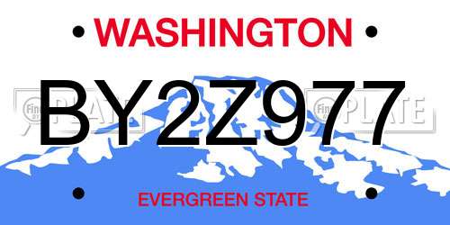 BY2Z977 Washington License Plate