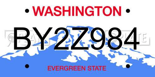 BY2Z984 Washington License Plate