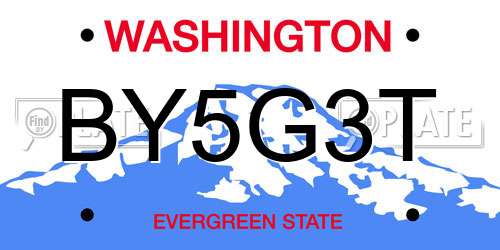 BY5G3T Washington License Plate