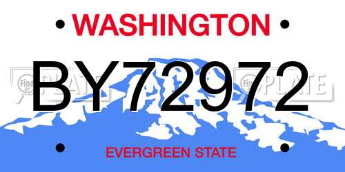BY72972 Washington License Plate