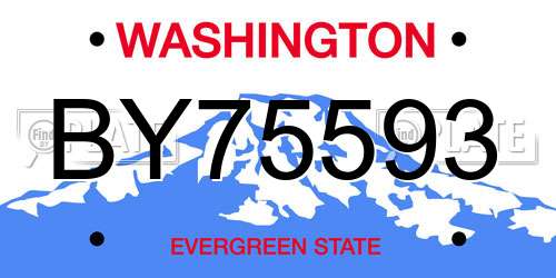 BY75593 Washington License Plate