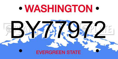 BY77972 Washington License Plate