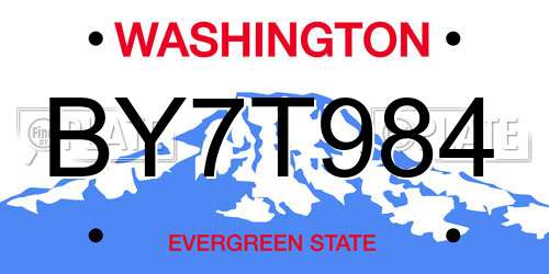 BY7T984 Washington License Plate