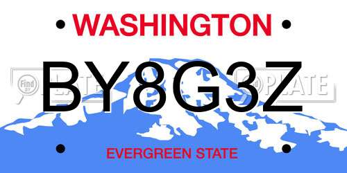 BY8G3Z Washington License Plate