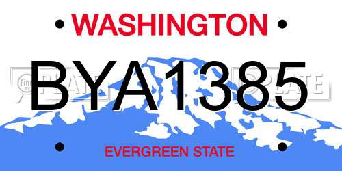 BYA1385 Washington License Plate