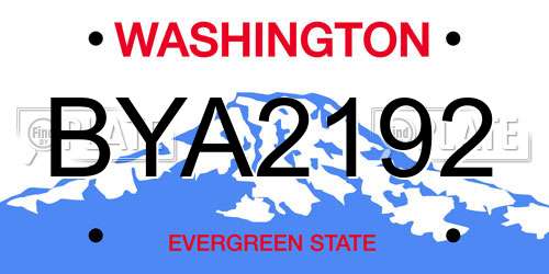 BYA2192 Washington License Plate
