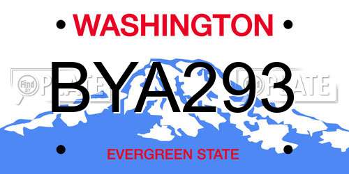 BYA293 Washington License Plate
