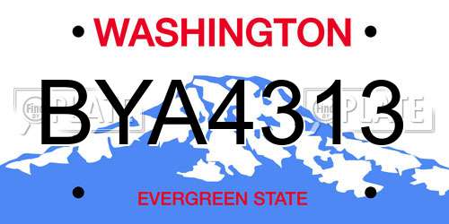 BYA4313 Washington License Plate