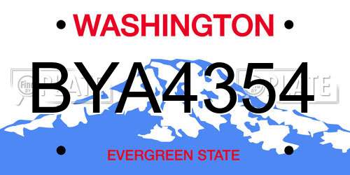 BYA4354 Washington License Plate