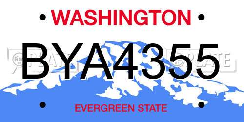 BYA4355 Washington License Plate
