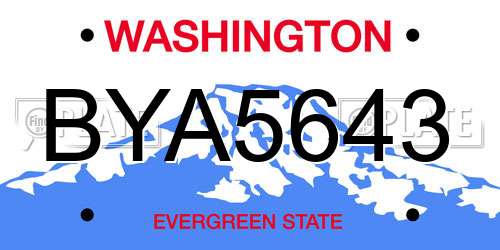 BYA5643 Washington License Plate