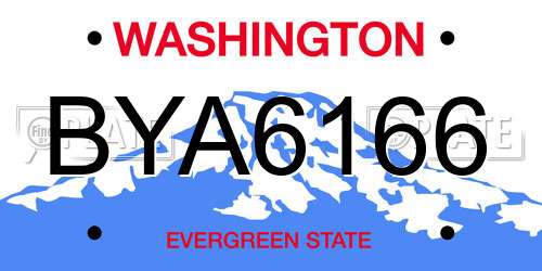 BYA6166 Washington License Plate