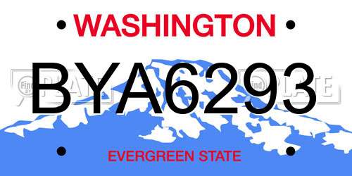 BYA6293 Washington License Plate