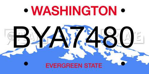 BYA7480 Washington License Plate