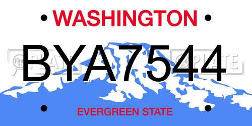 BYA7544 Washington License Plate