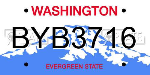 BYB3716 Washington License Plate