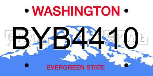 BYB4410 Washington License Plate