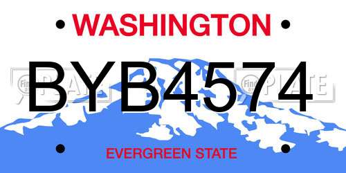 BYB4574 Washington License Plate