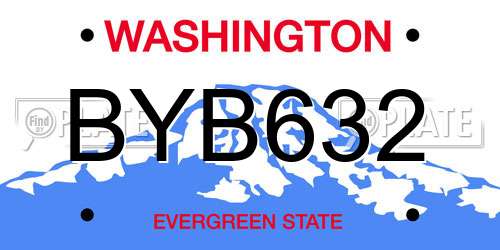 BYB632 Washington License Plate