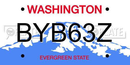 BYB63Z Washington License Plate