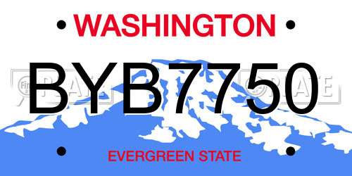 BYB7750 Washington License Plate