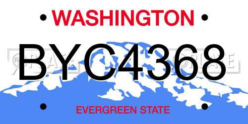 BYC4368 Washington License Plate
