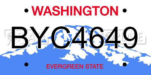BYC4649 Washington License Plate