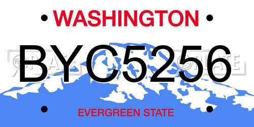 BYC5256 Washington License Plate