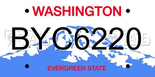 BYC6220 Washington License Plate
